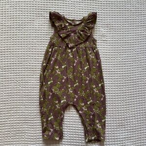 Kate Quinn Girl Vintage Grape Vine Romper Organic Cotton Flutter Sleeve: 6-12M